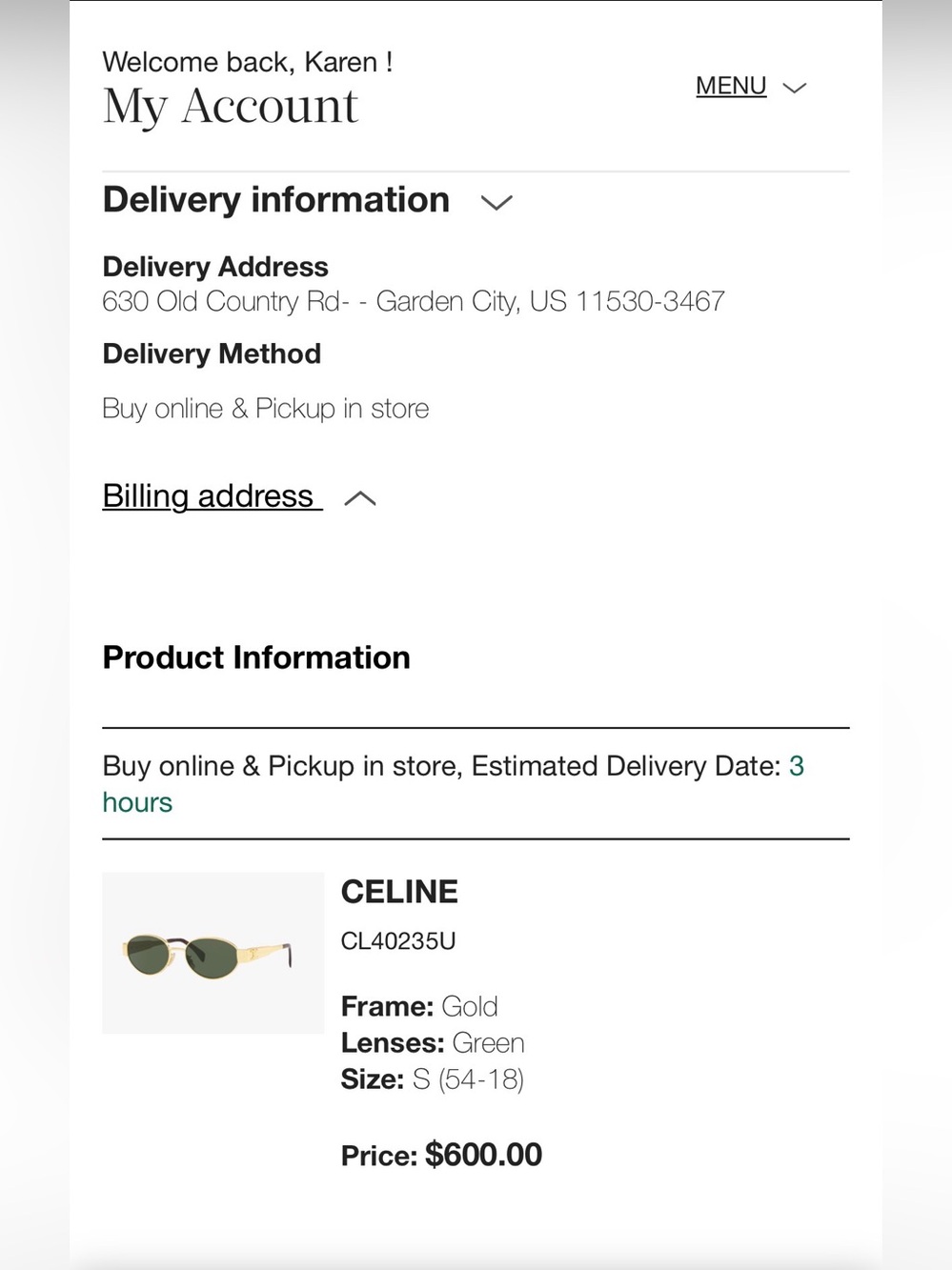 Celine Triomphe Gold Metal Sunglasses - Picture 8 of 8